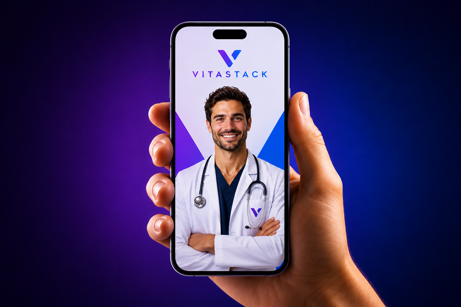 VitaStack app on a smartphone with a licensed provider